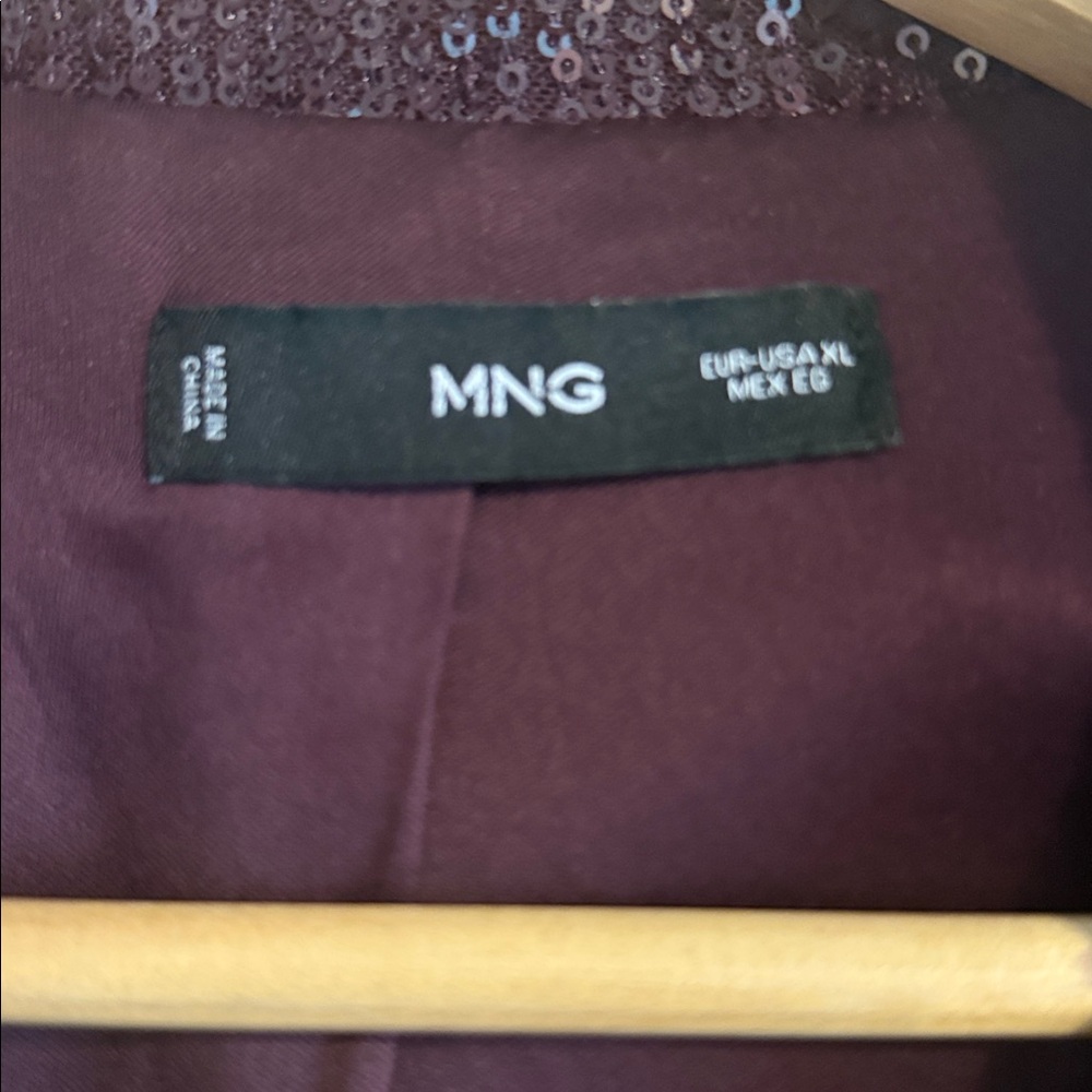 Mango Deep Purple Sequin Blazer and Pants Set - Picture 3 of 16